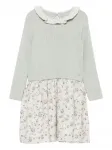 Платье в рубчик с цветочным принтом Bonpoint, серый - фото