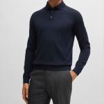 Босс лонгслив поло джемпер HUGO BOSS, темно-синий - фото 5