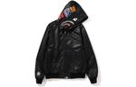 Куртка BAPE Leather Shark на молнии A Bathing Ape, черный - фото