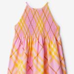 Хлопковое платье в клетку Burberry, розовый - фото 6