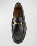 Мужские кожаные лоферы Horsebit Gucci, черный - фото 3