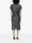 Платье с леопардовым принтом и V-образным вырезом STELLA MCCARTNEY, серый - фото 4