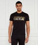 Футболка мужская Versace Jeans Couture облегающего кроя с золотым принтом, черный - фото