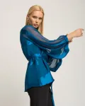 Женский синий топ из атласной ткани Niza - фото 6