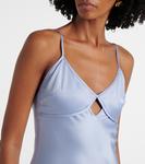 Атласное платье с вырезом Victoria Beckham, Delphinium - фото 4