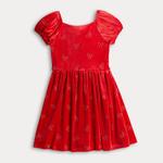 Детское платье с бантом из страз на бархате Blueberi Boulevard, Red - фото