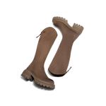 Ботильоны женские на каблуке 5,5 см черно-коричневые BELLE с черной флисовой подкладкой - фото 9