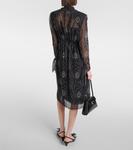 Платье миди из жоржета с принтом Prada, Nero - фото 3