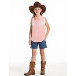 Детская ковбойская блузка без рукавов с бахромой Elitechoice, Pink Plaid - фото 2