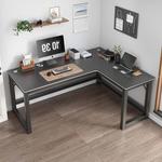 Угловой стол Naijia 120x80 см, карбон + черная рама, правый угол - фото