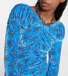 Мини-платье из бархата с цветочным принтом Rabanne, Blue Splash - фото 4