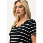 Футболка с принтом STRIPED SHORT SLEEVE V-NECK  Ulla Popken, черный - фото 2