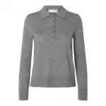 Поло с длинным рукавом Selected Thea, серый - фото 3