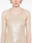 Платье с пайетками Elisabetta Franchi, бежевый - фото 5
