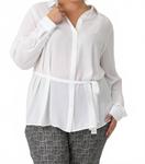 Белый плюс размер туника с поясом и воротником NYDJ - фото