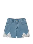 Джинсовые шорты с кружевной отделкой Twinset Kids, синий - фото