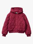 Детская стёганая куртка с капюшоном из крепа Benetton, Red - фото