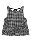Клетчатый топ с оборками GANNI, черный - фото
