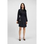 Мини-платье из жатого атласа со сборками BOSS, темно-синий - фото 2