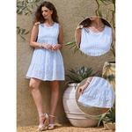 Платье-сарафан для женщин Gingham sleeveless plaid flowy swing tiered short Inspire Chic, Black - фото 2