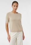 Футболка comma Basic T-shirt, Sandfarben/Mottled Beige - фото