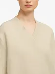 Джемпер с V-образным вырезом в рубчик AMI Paris, нейтральный - фото 6