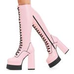 Сапоги до колена на платформе Hidden Agenda Creeper Lamoda, розовый - фото