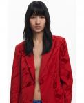 Женский блейзер с бархатными деталями Desigual, Orange red - фото 3