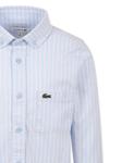 Полосатая рубашка с вышитым логотипом Lacoste Kids, синий - фото 3