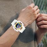 CASIO Часы Men Black Watch GA-111DR-7A, Multicolor Dial and White Band - фото 3