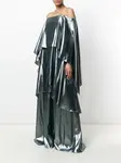 Многослойное платье со спущенными плечами Alberta Ferretti, металлик - фото 2