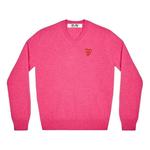 Свитер v-neck pullover red emblem 'pink' Comme Des Garcons Play, розовый - фото