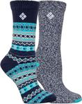 Носки Columbia Super Soft Micro Poly Sleet Stripes Fair Isle, 2 пары, Navy - фото