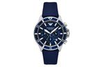 EMPORIO ARMANI Часы Chronograph Blue Nylon And Leather Watch, Blue Dial - фото