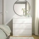 Комод с 3 ящиками, белый, 80x78 см, MALM IKEA - фото 2