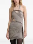 Мини-платье с драпировкой и узлом Aniye By, серый - фото