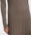 Платье миди из плиссированной шерсти в рубчик Joseph, Mushroom - фото 5