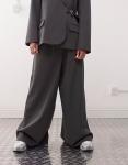 Брюки COLLUSION с широкими штанинами и ремнем серого цвета - фото 2