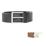 Ремень мужской кожаный Burberry с узором, черный - фото