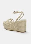 Босоножки на танкетке High heeled sandals PULL&BEAR, бежевый - фото 4