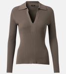 Рубашка-поло из шерсти в рубчик Joseph, Mushroom - фото