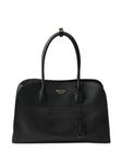 Большая кожаная сумка-тоут Prada, черный - фото