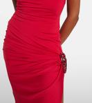 Асимметричное платье миди с декоративными элементами Area, Wine Red - фото 5