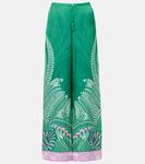 Широкие брюки с принтом Poupette St Barth, Green Oolong - фото