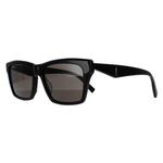 Прямоугольные блестящие черные темно-серые солнцезащитные очки Saint Laurent, черный - фото 2