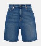 Кожаные бермуды из денима Valentino, Medium Blue Denim - фото