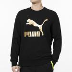Толстовка PUMA Classics Logo Crew Bronzing Large Logo Sports Round Neck Pullover Black, черный - фото 3