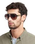 Солнцезащитные очки Carrera Aviator Shield, 64 мм, черный - фото 2