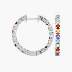 Серьги-кольца с разноцветными драгоценными камнями из стерлингового серебра (2,5 мм) Blue Nile - фото 4