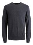 Лонгслив Jack & Jones Dünner Langarm Strickpullover Rundhals Basic Sweater JJEEMIL, темно серый - фото